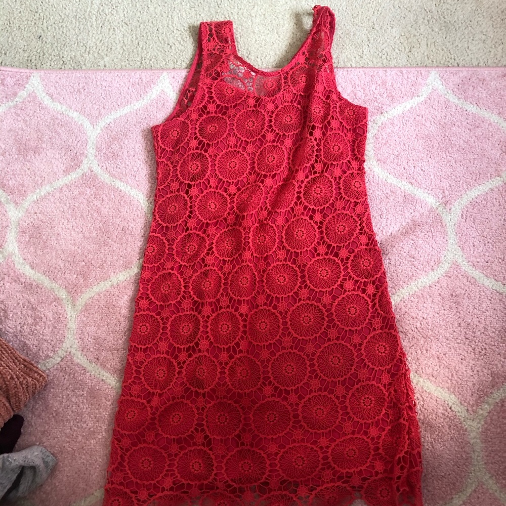 Loft pink lace mini dress